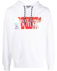 Versace Jeans Couture - Logo-Print Drawstring Hoodie - Lyst