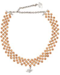 Blumarine - Crystal-Embellished B-Logo Necklace - Lyst