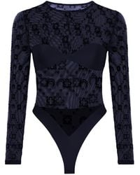 Marine Serre - Moonogram Mesh Flock Bodysuit - Lyst