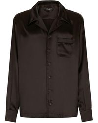 Dolce & Gabbana - Cuban Collar Silk-satin Shirt - Lyst
