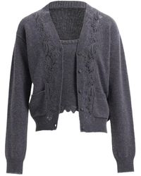 Elie Saab - Lace-Trim Knit Cardigan And Top Set - Lyst