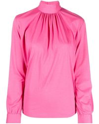 Xacus - Gathered-detail High Neck Blouse - Lyst