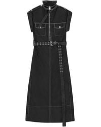 Ganni - High-Collar Belted Shirt Dress - Lyst