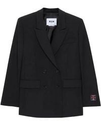 MSGM - Double-Breasted Patch Blazer - Lyst