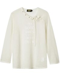 Mini Cream - Langärmeliger Pullover Mit Asymmetrischem Kragen - Lyst