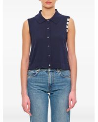 Thom Browne - Baumwoll -Tanktop mit 4 Streifendetails - Lyst