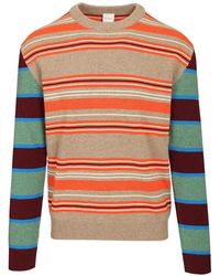 Paul Smith - Striped Contrast-Sleeve Crew-Neck Sweater - Lyst