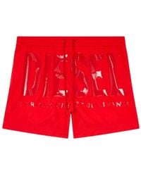 DIESEL - Mittellange Bade-Shorts mit farbgleichem Logo - Lyst