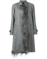 Prada - Abrigo Con Ribete De Pelo - Lyst