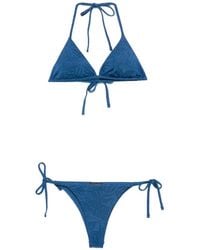 Emporio Armani - Floral-Jacquard Triangle Bikini - Lyst