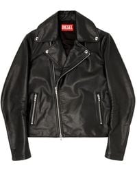 DIESEL 'L-Hein' Leather Jacket in Black for Men | Lyst