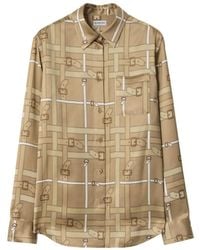Burberry - Regular Fit Belt Check Viscose Shirt - Lyst