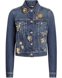 Dolce & Gabbana - Embellished Denim Jacket - Lyst