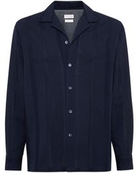 Brunello Cucinelli - Jacquard Stripe Cotton Shirt - Lyst