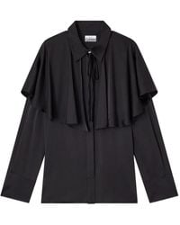 Ganni - Cape-Detail Satin Shirt - Lyst
