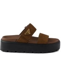 Prada - Nubuck Slides - Lyst