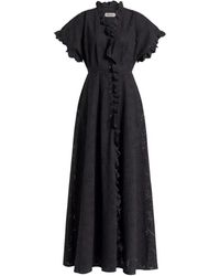 Alberta Ferretti - Ruffled Eyelet Dress - Lyst