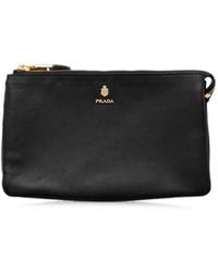 Prada - Leather Zipper Pouch Bag - Lyst
