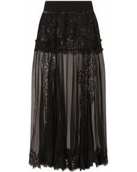 Dolce & Gabbana - Lace-detail Midi Skirt - Lyst