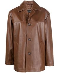 Manokhi - Button-front Leather Coat - Lyst