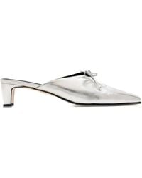 Alohas - 50 Mm Amar Metallic Leren Muiltjes - Lyst