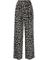 Balenciaga - Logo-print High-waisted Trousers - Lyst