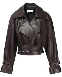 Nour Hammour - Lederjacke mit Gürtel - Lyst