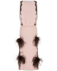 16Arlington - Romina Feather-Trim Midi Dress - Lyst