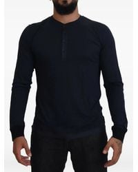Dolce & Gabbana - Henley-Neck Long-Sleeve Polo Shirt - Lyst