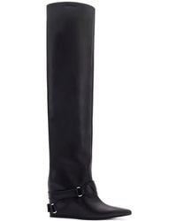 Courreges - Leather Wedged Over-The-Knee Boots - Lyst