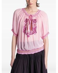 Antik Batik - Delia Embroidered Smocked Blouse - Lyst