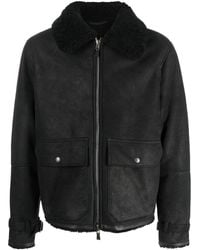 Lardini - Shearling-detail Leather Jacket - Lyst