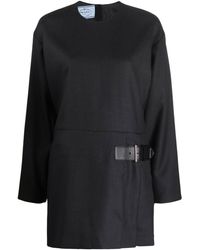 Prada - Robe courte à ceinture à plaque logo - Lyst