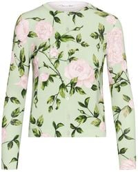 Oscar de la Renta - English Rose Print Cardigan - Lyst
