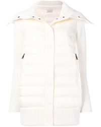 Moncler Doudoune mi-longue à manches en maille - Blanc