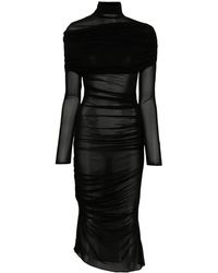 Mugler - Sheer Ruched Dress - Lyst