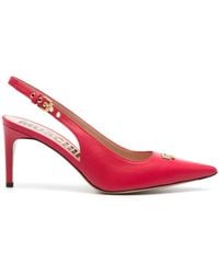 Moschino - 75mm Slingback Leather Pumps - Lyst