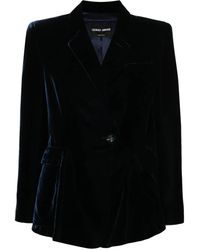 Giorgio Armani - Single-Breasted Velvet Blazer - Lyst