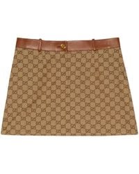 Gucci - Minifalda con ribete de cuero - Lyst