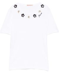 Marni - Floral-Embellished T-Shirt - Lyst