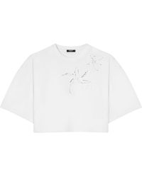 Versace - Starfish-embroidered Cropped T-shirt - Lyst
