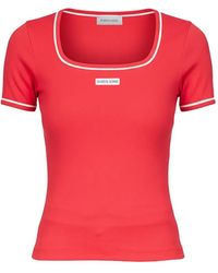 Marine Serre - Ribbed Square-Neck T-Shirt - Lyst