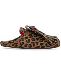 Plan C - Mules Frangées À Imprimé Léopard - Lyst