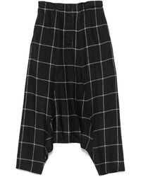 Yohji Yamamoto - Check-Pattern Drop-Crotch Trousers - Lyst