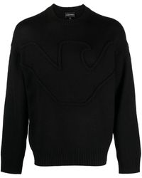 Emporio Armani - Logo-embroidered Wool Blend Jumper - Lyst