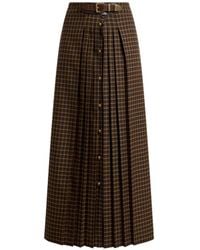 Etro - Wool Maxi Skirt With Pleating And Check Motif - Lyst