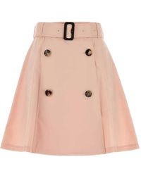 Burberry - Minijupe Ceinturée À Boutonnière - Lyst