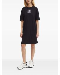 ARMANI EXCHANGE - Logo-Patch Midi Dress - Lyst