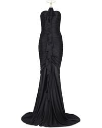 Balmain - Long Draped Bustier Dress With Embellished Detail - Lyst
