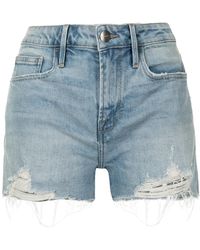 FRAME - Distressed Denim Shorts - Lyst